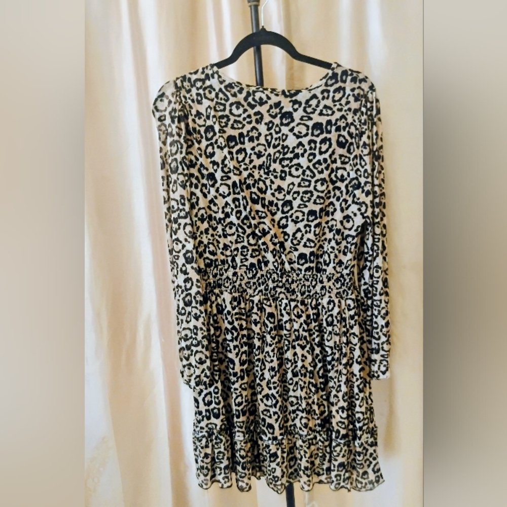 Madison & Hudson Long Sleeve Leopard Print Boho Stretch Lined Dress SZ XL - Picture 8 of 10